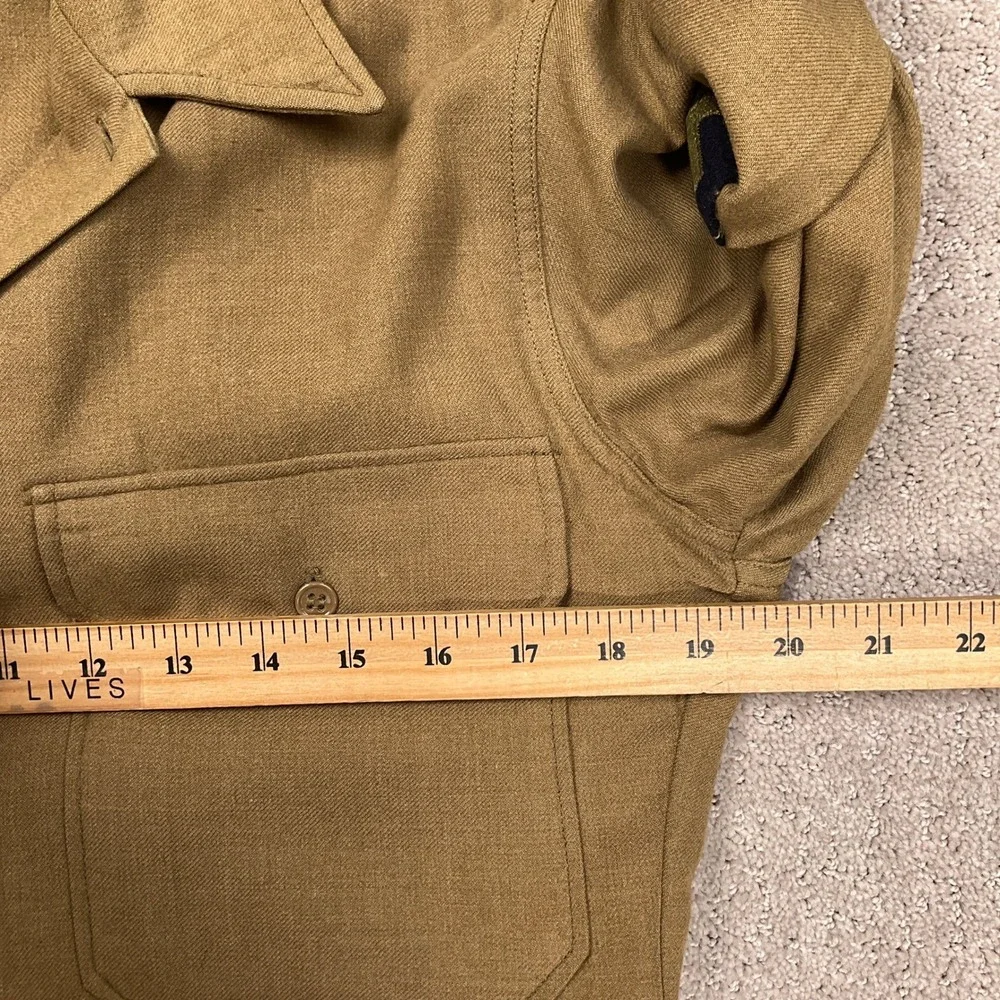 US Military Field Shirt Men 15x33 Khaki WWII Techinician 5th Grade First Service
